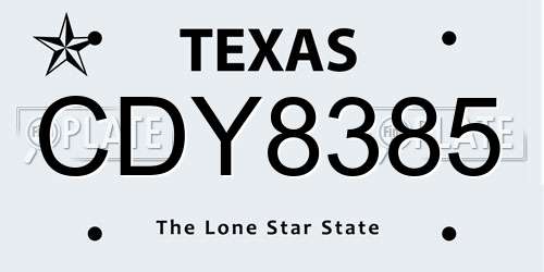 CDY8385 Texas License Plate