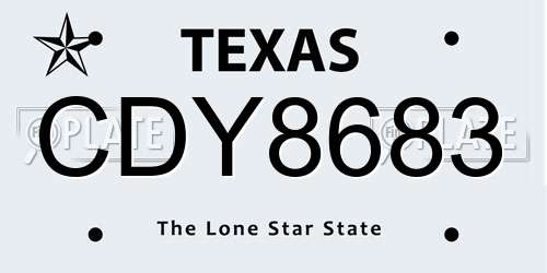 CDY8683 Texas License Plate