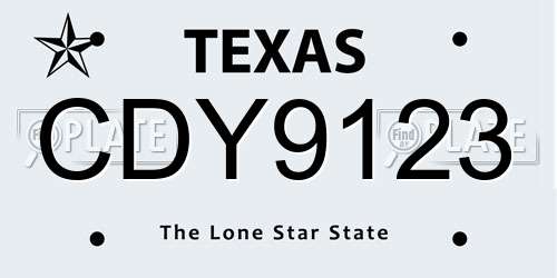 CDY9123 Texas License Plate