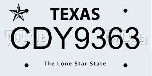 CDY9363 Texas License Plate