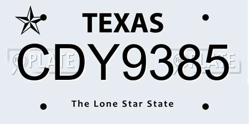 CDY9385 Texas License Plate