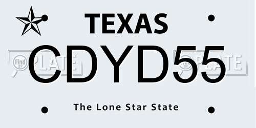 CDYD55 Texas License Plate