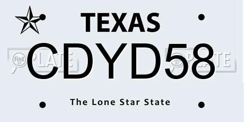 CDYD58 Texas License Plate