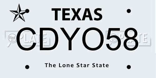 CDYO58 Texas License Plate
