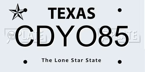 CDYO85 Texas License Plate