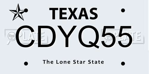 CDYQ55 Texas License Plate