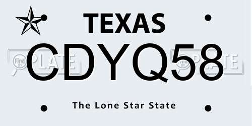 CDYQ58 Texas License Plate