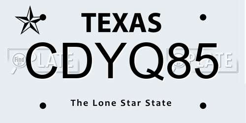 CDYQ85 Texas License Plate