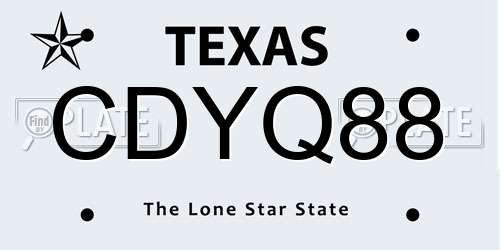 CDYQ88 Texas License Plate