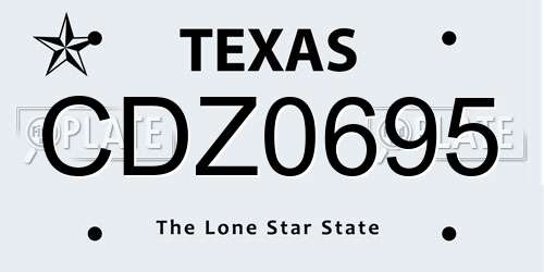CDZ0695 Texas License Plate