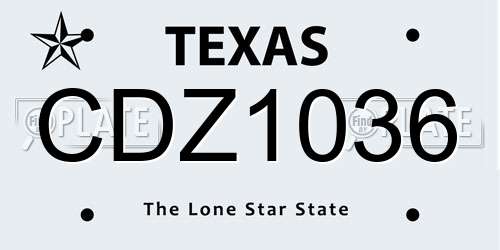 CDZ1036 Texas License Plate
