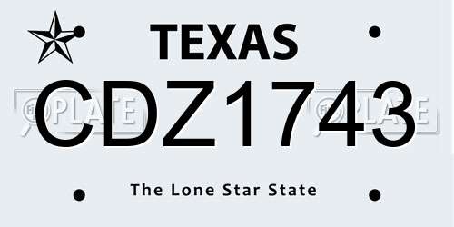 CDZ1743 Texas License Plate