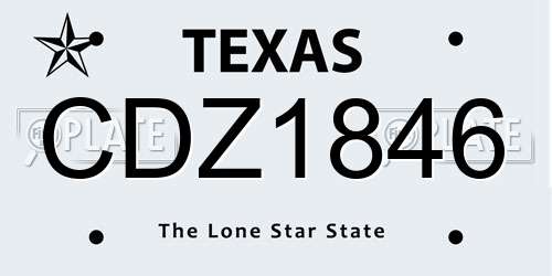 CDZ1846 Texas License Plate