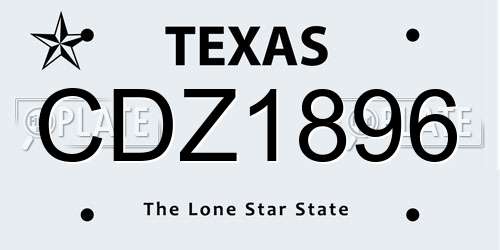 CDZ1896 Texas License Plate