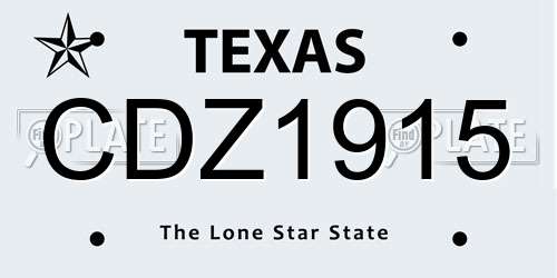 CDZ1915 Texas License Plate