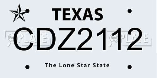 CDZ2112 Texas License Plate