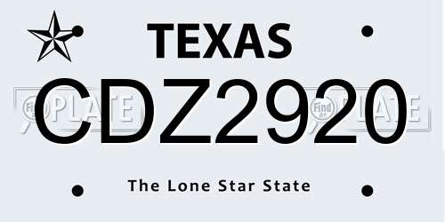 CDZ2920 Texas License Plate