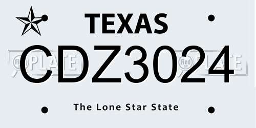 CDZ3024 Texas License Plate