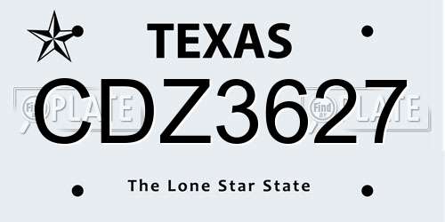 CDZ3627 Texas License Plate