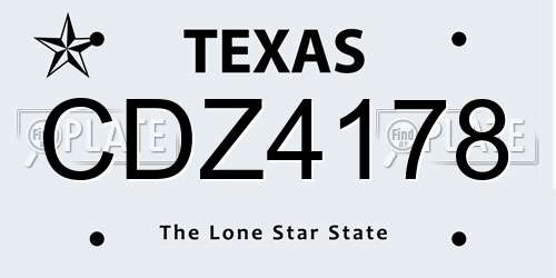 CDZ4178 Texas License Plate