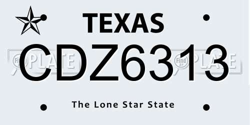 CDZ6313 Texas License Plate