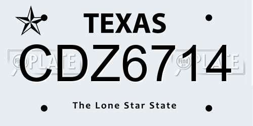 CDZ6714 Texas License Plate
