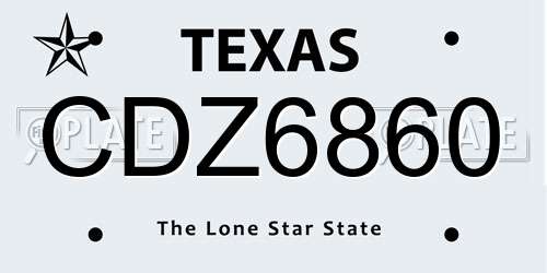 CDZ6860 Texas License Plate