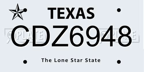 CDZ6948 Texas License Plate