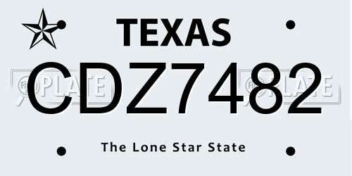 CDZ7482 Texas License Plate