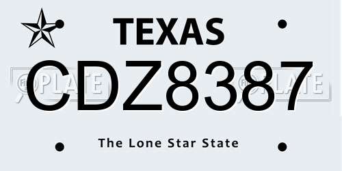 CDZ8387 Texas License Plate
