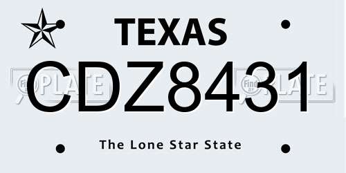 CDZ8431 Texas License Plate