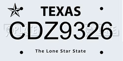 CDZ9326 Texas License Plate