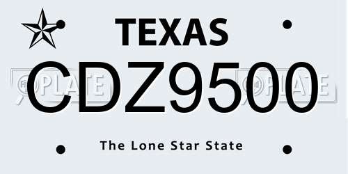 CDZ9500 Texas License Plate