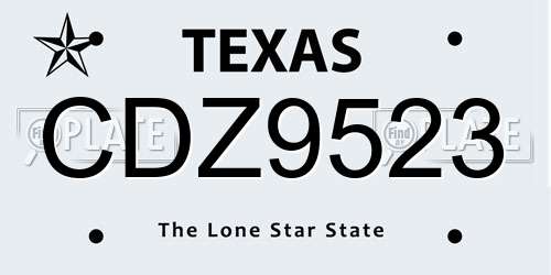 CDZ9523 Texas License Plate