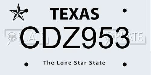 CDZ953 Texas License Plate