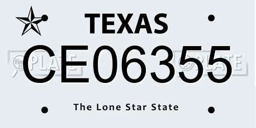 CE06355 Texas License Plate