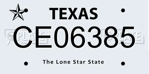 CE06385 Texas License Plate