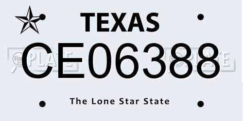 CE06388 Texas License Plate
