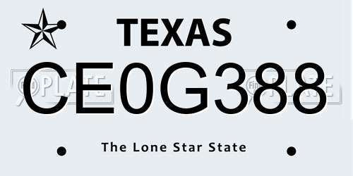 CE0G388 Texas License Plate