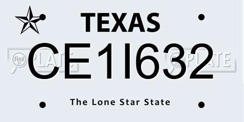 CE1I632 Texas License Plate