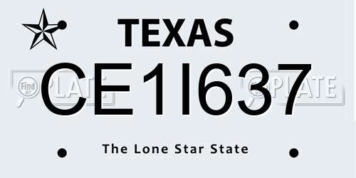 CE1I637 Texas License Plate
