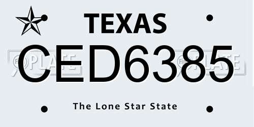CED6385 Texas License Plate