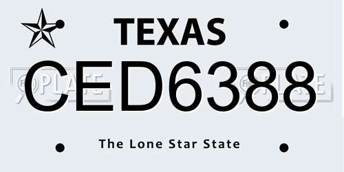 CED6388 Texas License Plate