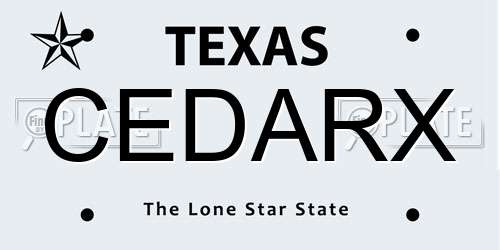 CEDARX Texas License Plate