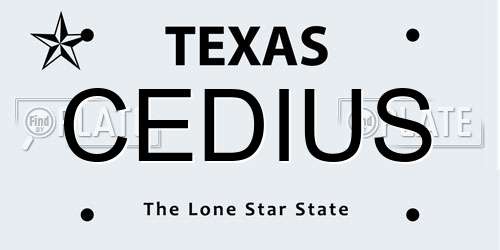 CEDIUS Texas License Plate