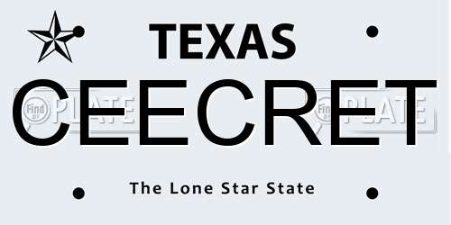 CEECRET Texas License Plate