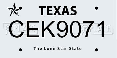 CEK9071 Texas License Plate