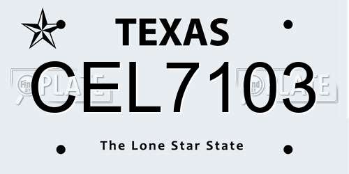 CEL7103 Texas License Plate