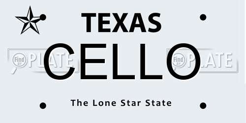 CELLO Texas License Plate