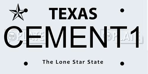 CEMENT1 Texas License Plate
